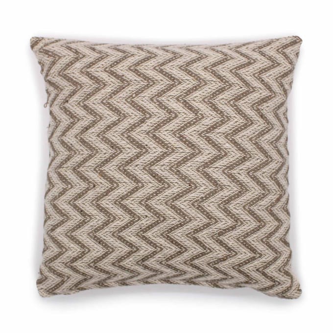 Ancient Wisdom - Sierkussenhoes - Kussenhoes visgraatpatroon grijs katoen 40x40cm - decoratie - interieur - hoezen - woonaccessoires - kussens