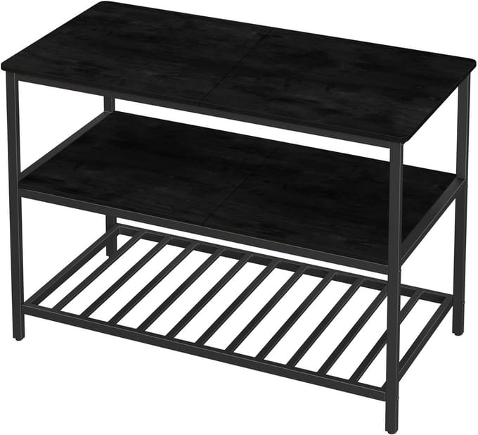 Hoppa! | Keukeneiland | Zwart - Staal – 120 x 52 x 90 cm (BxDxH)