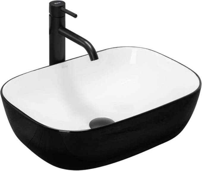 Rea Belinda Black/White Opzetwastafel Zwart En Wit 46,5x33,5 cm