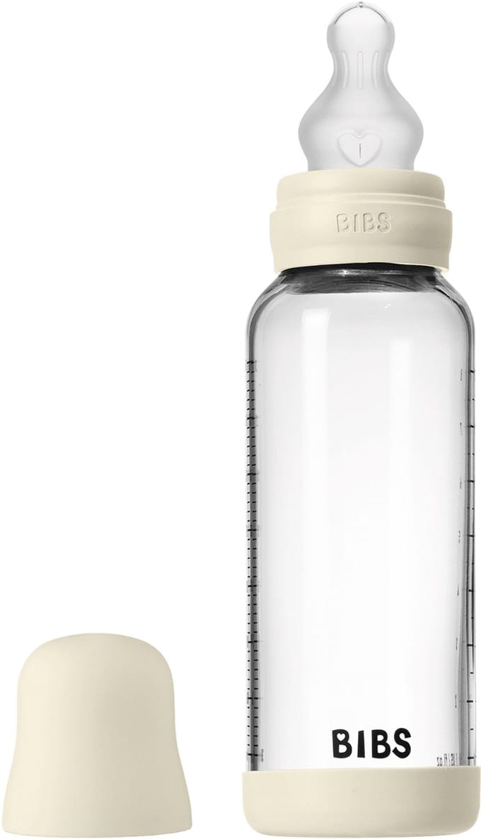 BIBS Fles - Medium Flow - 240 ml - Silicone/Glas - Ivory