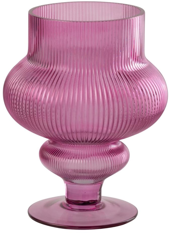 Vaas Ada Geribbeld Glas - Fuchsia - Small - 25 cm