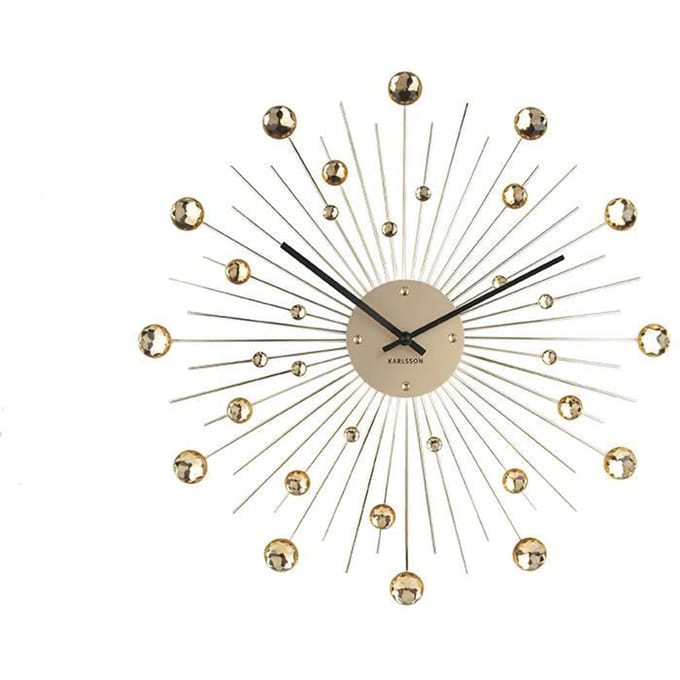 Karlsson Wandklok Sunburst - Kristal, Goud - Large - Ø50cm - Scandinavisch