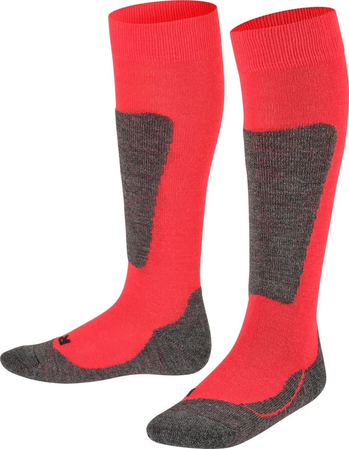FALKE Active Ski warm dik wol functioneel materiaal skisokken kinderen rood - maat 35-38