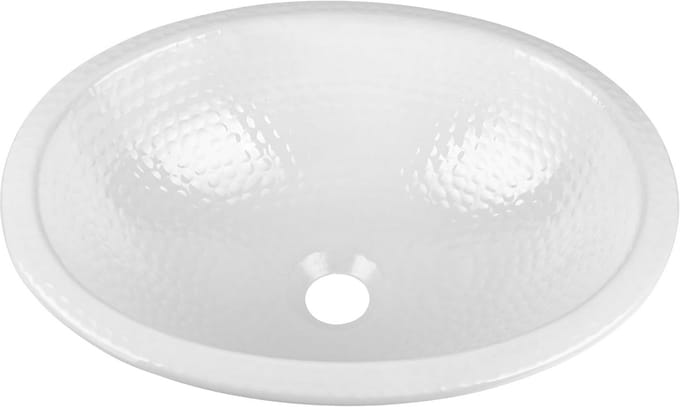 Ovale Wasbak - Badkamer Wastafel - Badkamer Vernieuwen - Handgehamerd Design - 43 cm - Wit