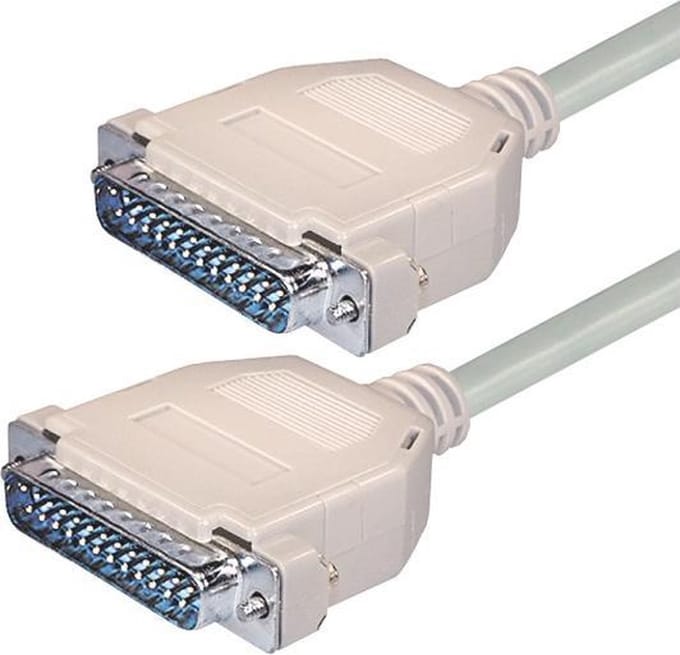 Seriële RS232 null modemkabel 25-pins SUB-D (m) - 25-pins SUB-D (m) - 5 meter