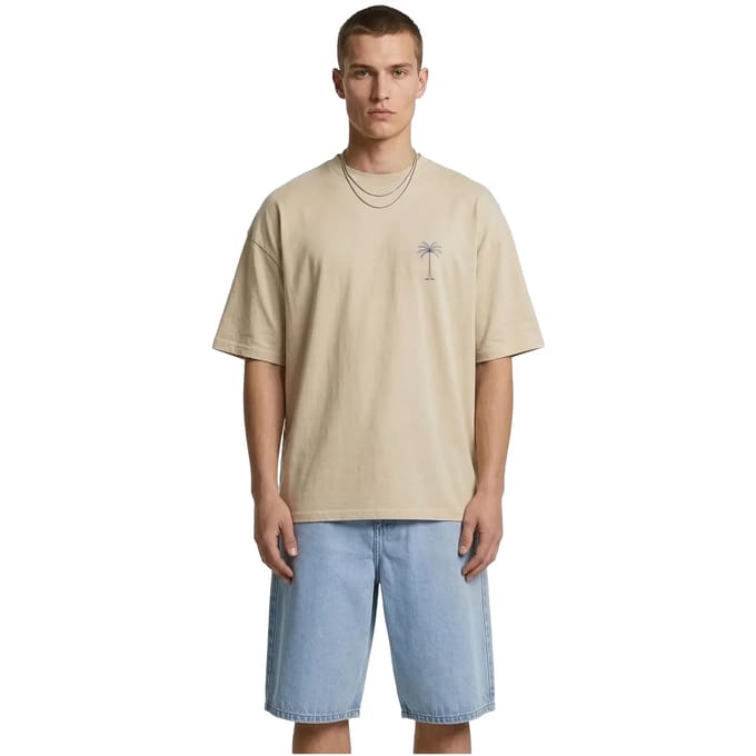 Urban Classics - Palm Logo Loose Dames Tshirt - M - Creme