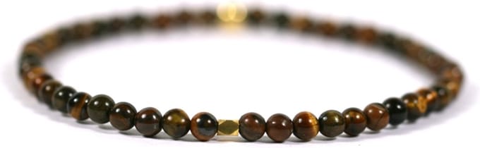 Heren armband goud edelsteen tijgeroog 4mm - Ibizamen 19cm