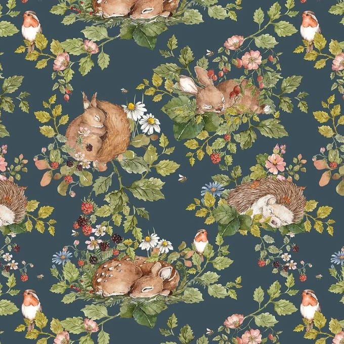 Baby behang Dekornik Little Sleepy Animals Dark
