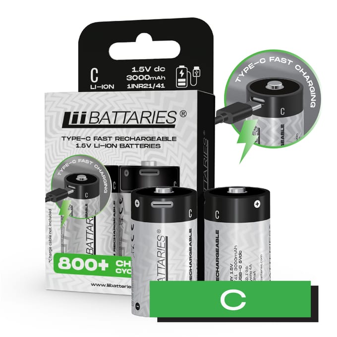 LiiBattaries PUISSANTE BATTERIE BATTERIE LITHIUM-ION C USB-C 2pcs 3000mAh