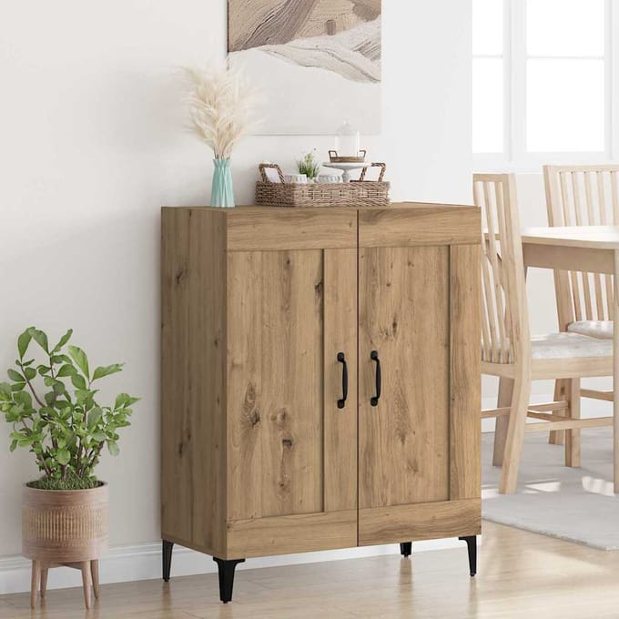 vidaXL - Dressoir - Artisan - Eiken - 69,5 - x - 34 - x - 90 - cm - Bewerkt - hout