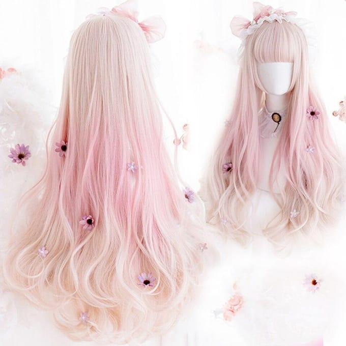 Golfgradiëntkleur Pruik Roze Pony Hittebestendige Synthetische Golfhaar Pruik Cosplay roze