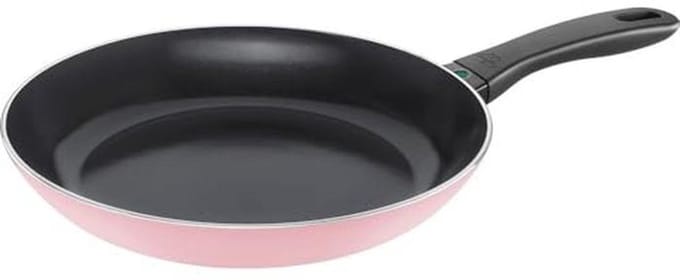Roze 24cm braadpan met keramische antiaanbaklaag en Thermopoint indicator