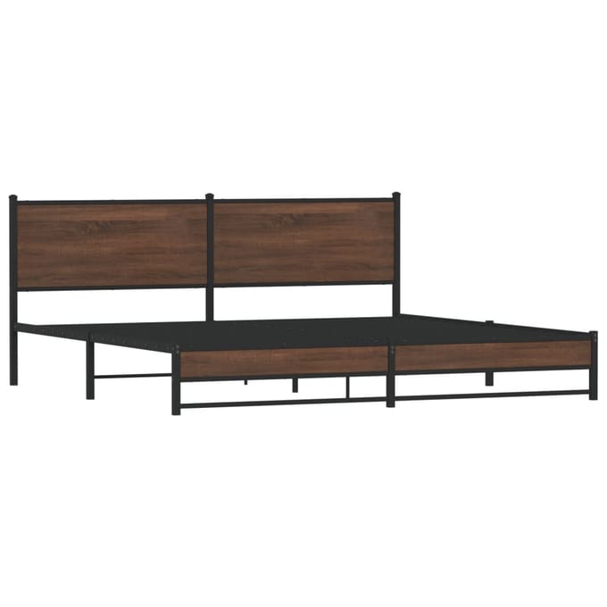 vidaXL - Bedframe - zonder - matras - metaal - bruin - eikenkleur - 193x203 - cm
