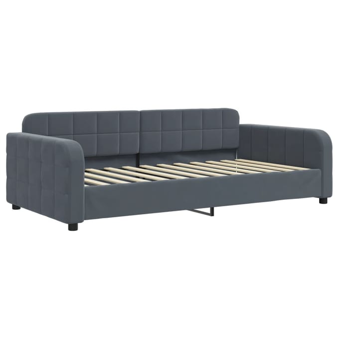 vidaXL - Slaapbank - met - matras - 90x200 - cm - fluweel - donkergrijs
