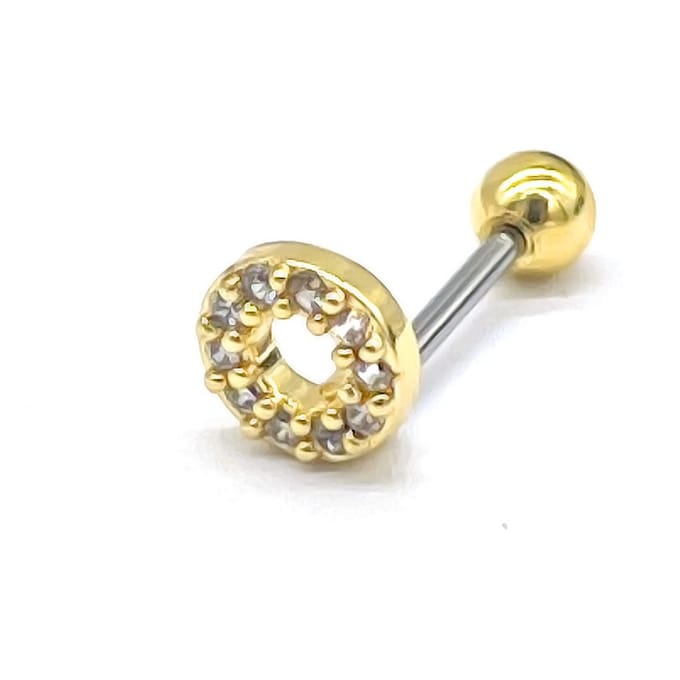 Oorpiercing Rond met Zirkonia - RVS - 5 mm - Goudkleurig