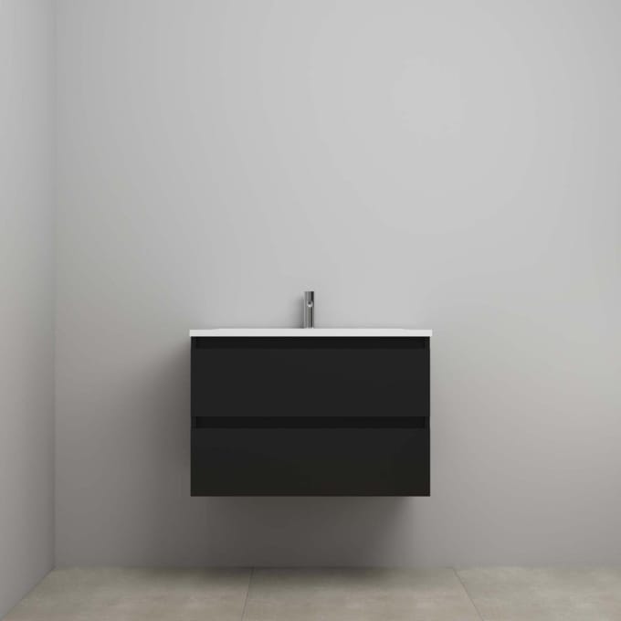On-Line Onderkast - 60 cm - Voorgemonteerd - Acryl Wastafel - 1 Kraangat - Mat Zwart
