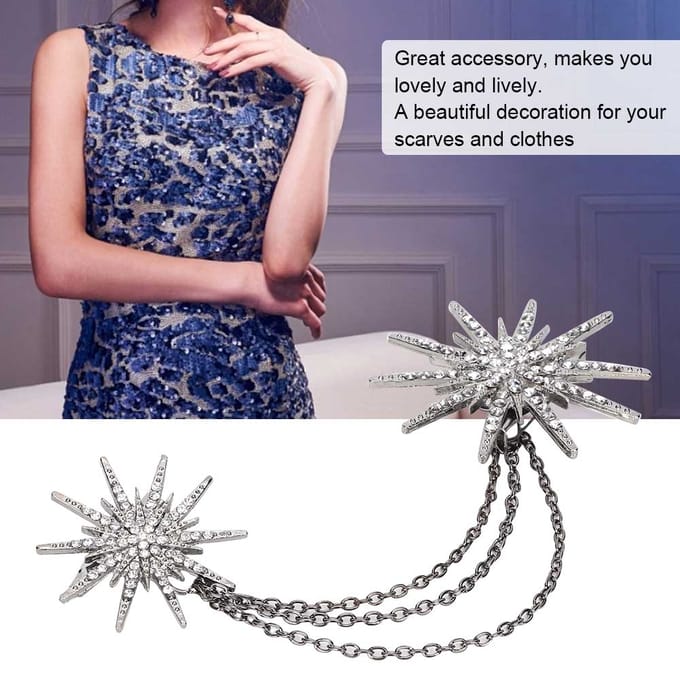 Femmes Exagéré Mode Élégant Strass Épingle Broche Vêtements Robe Décoration Bijoux gray