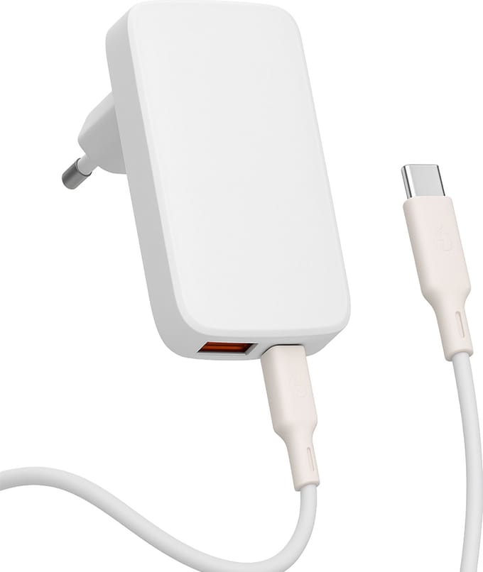 YSONIC Platte 65W Snellader met 2 Meter USB-C Kabel – Type-C Adapter & Oplader Charge Geschikt voor Smartphones, Tablets & Laptop – Wit