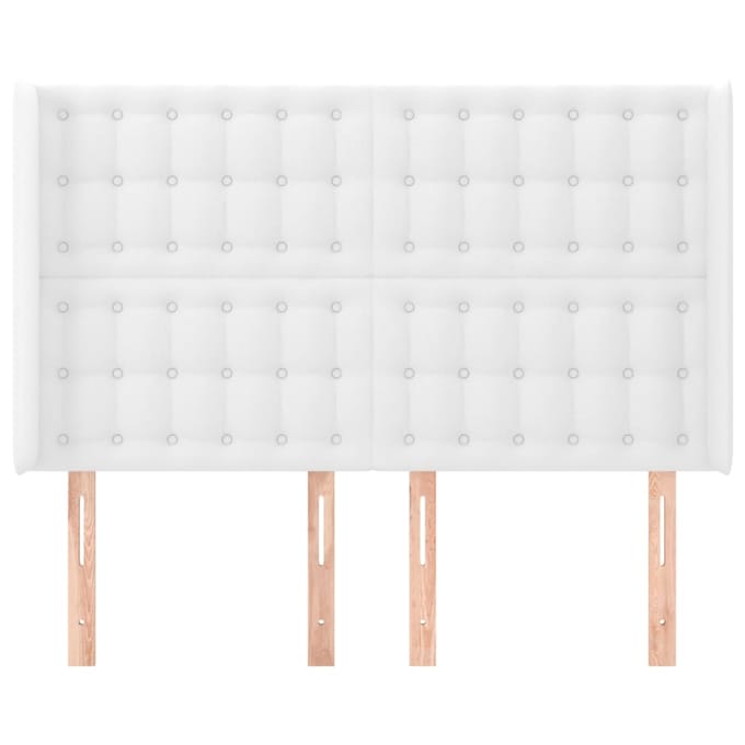 vidaXL - Hoofdbord - met - randen - 147x16x118/128 - cm - kunstleer - wit