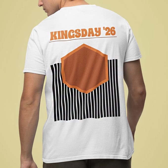 Wit T-shirt Koningsdag '26 Oranje 2XL