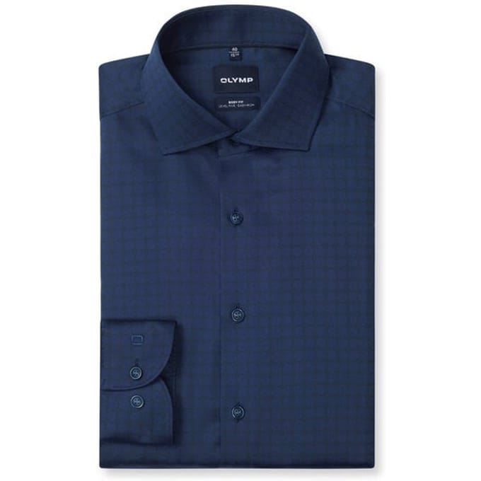 OLYMP Level Five Overhemd, Body Fit, Royal Kent, Marineblauw