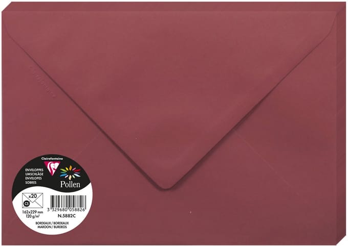 Stuifmeel van Clairefontaine enveloppe C5, bordeaux