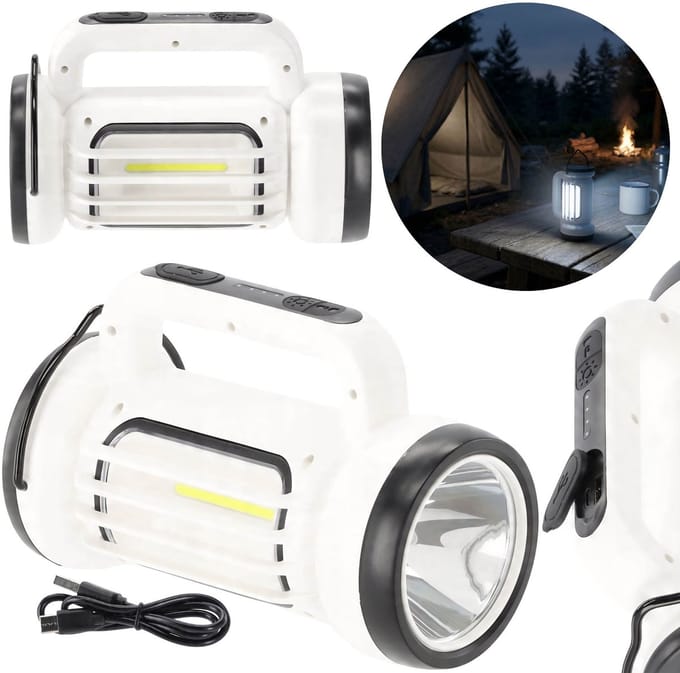 Campinglamp op accu LED, draagbare kampeerlamp met dimfunctie en stroboscoop