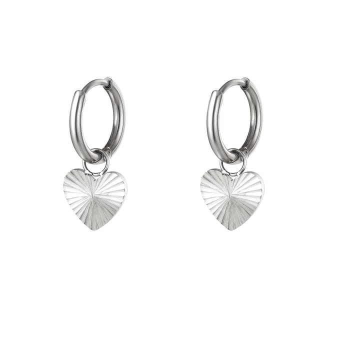 RVS oorbellen hart - Yehwang - Oorbellen - One size - Zilver