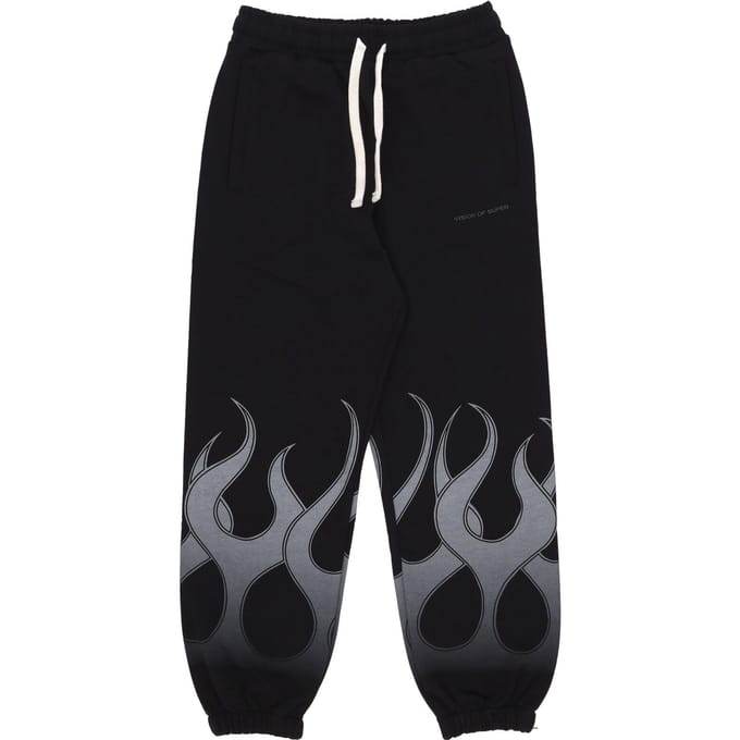 Lichtgewicht heren trainingsbroek Flames broek zwart/grijs