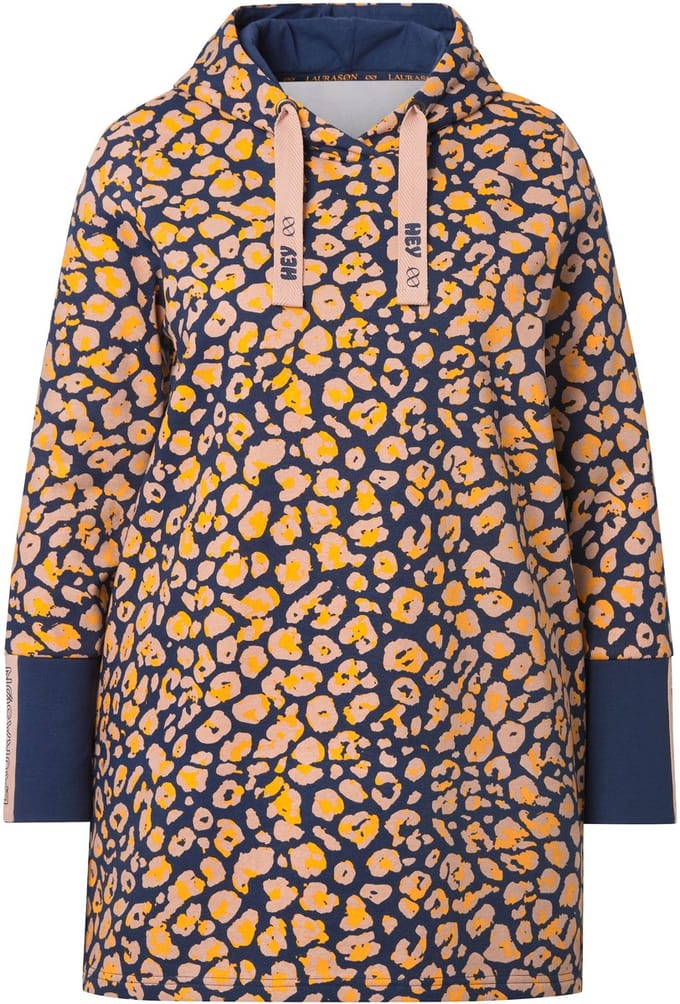 Laurasøn - Dames - Lang sweatshirt capuchon lange mouw - Navyblauw - Maat 48+