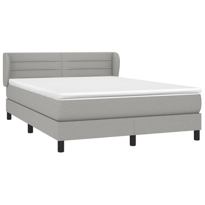 vidaXL - Boxspring - met - matras - stof - lichtgrijs - 140x190 - cm