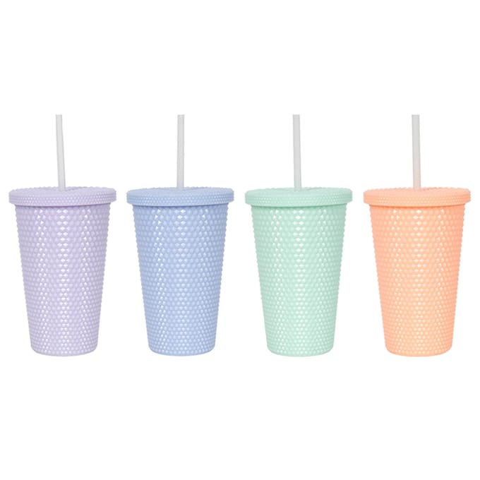Drinkfles rietje uni diamond solid 500ml 4 assorti