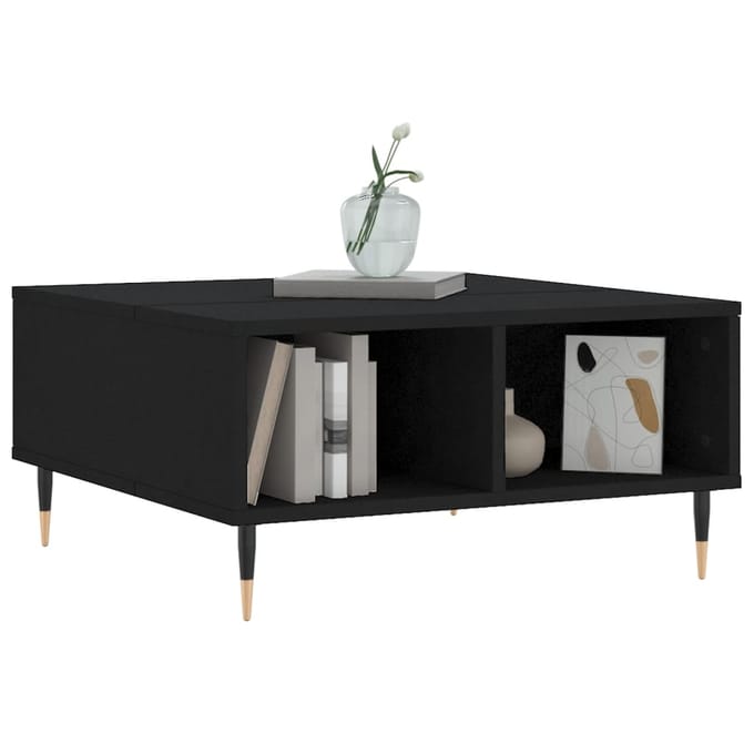 vidaXL - Salontafel - 60x60x30 - cm - bewerkt - hout - zwart