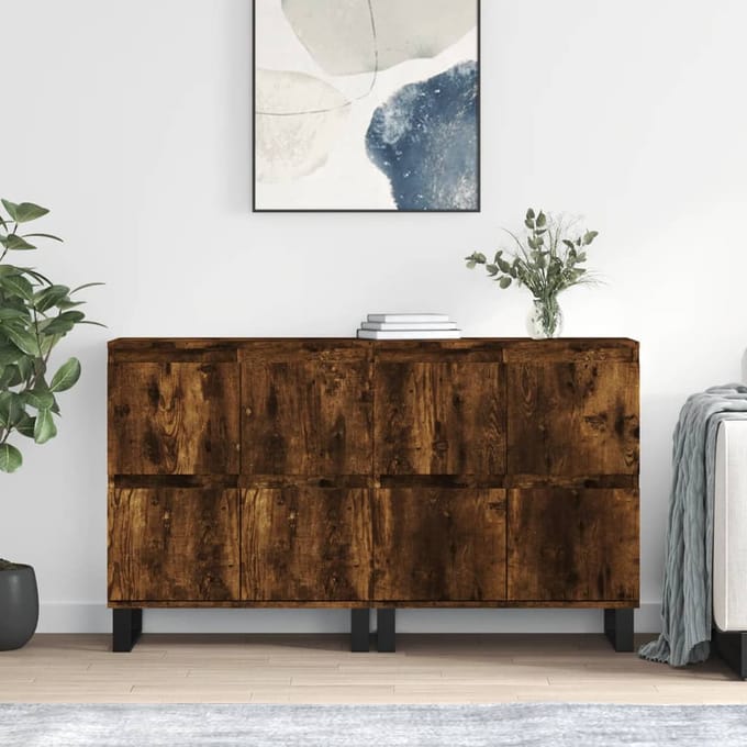 vidaXL - Dressoirs - 2 - st - bewerkt - hout - gerookt - eikenkleurig