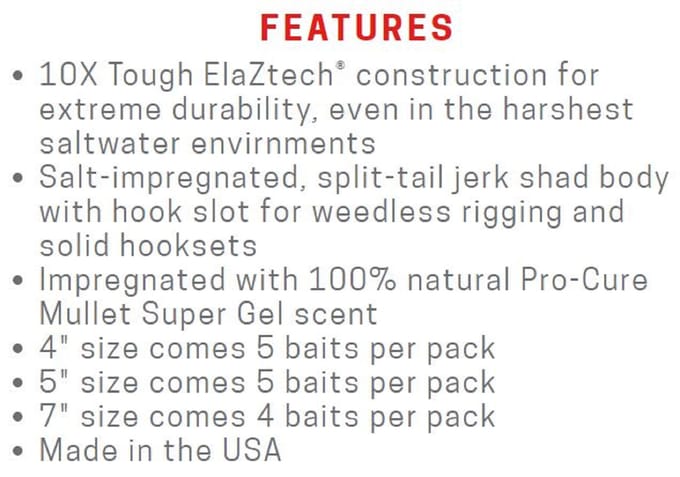 Zman Soft Lure Jerk ShadZ 5 Inch 5/Pack Gitter Klaar (4370)
