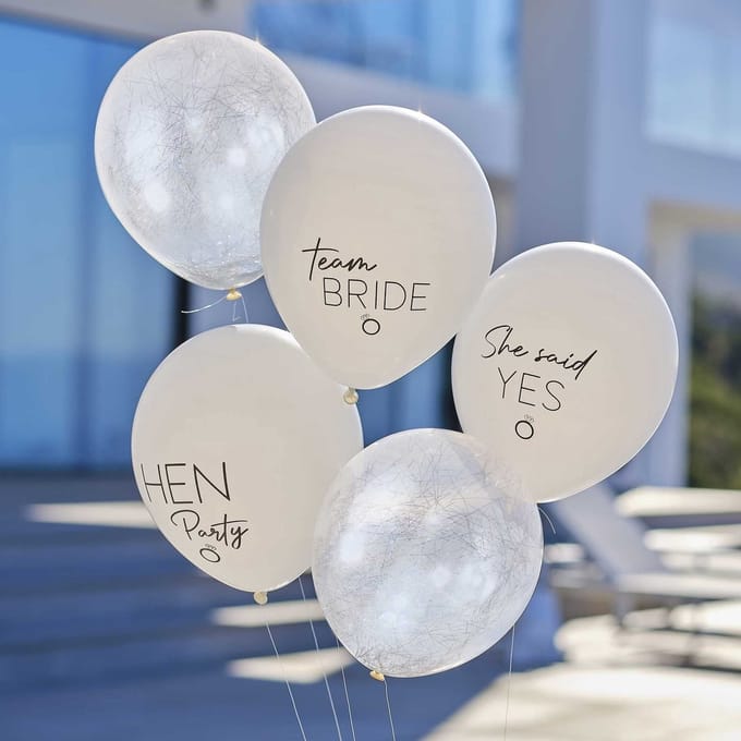 Ballonnen Mix Vrijgezellenfeest Wit/Zilver (5st)