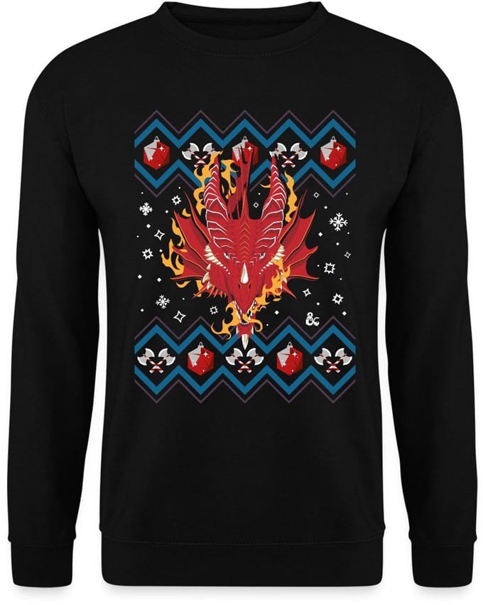 Dungeon & Dragons DND Drakenkop Ugly Christmas Sweater Heren