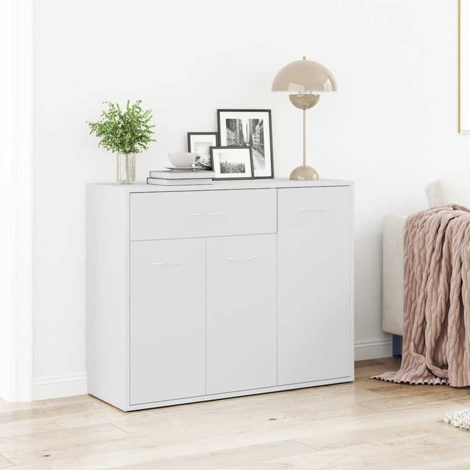 vidaXL - Dressoir - 88x30x70 - cm - bewerkt - hout - wit