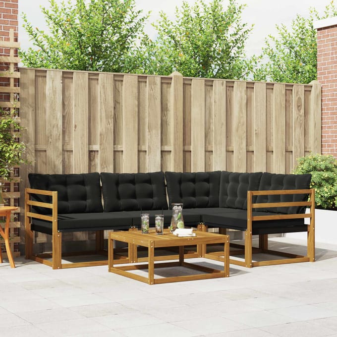 vidaXL - Buiten - bank - set - 5 - st - Naturel - en - Zwart