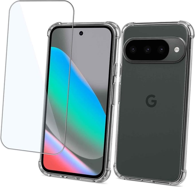 ChiGuard Hoesje & Screenprotector geschikt voor Google Pixel 10 / 10 Pro Hoesje Screenprotector - Gehard Glas Cover + Shock Proof Case - Transparant