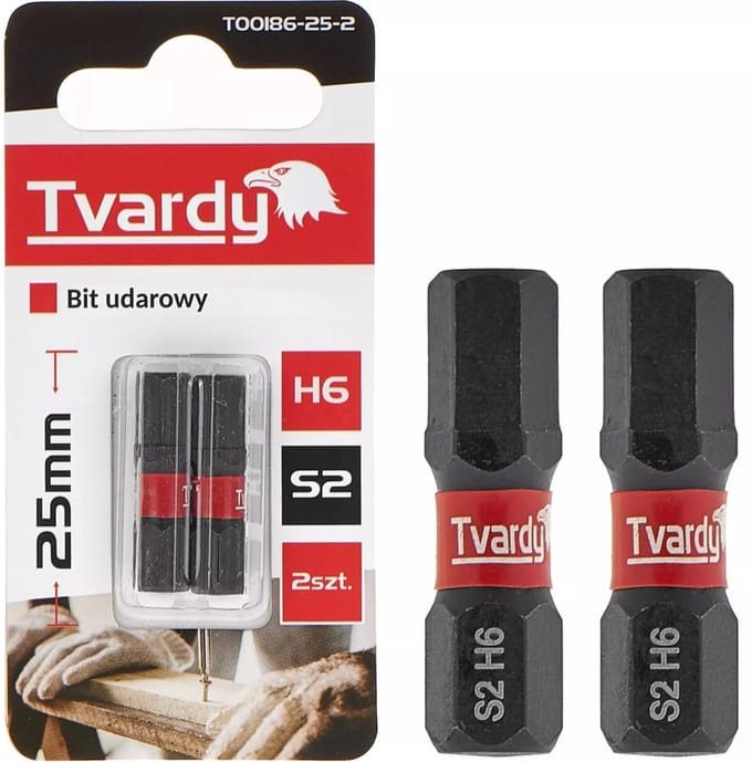 Tvardy Impact bit set - S2 staal - 25mm - magnetische tip - 2 stuks