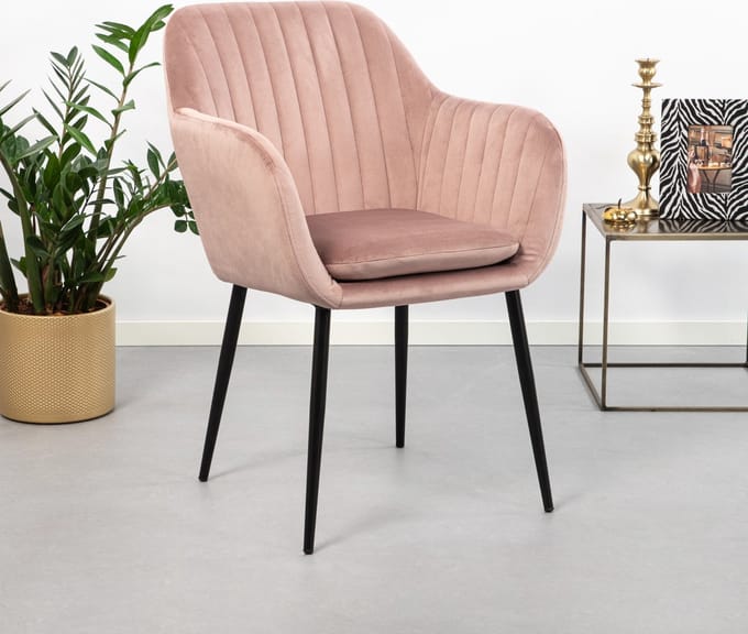 Sohome Eetkamerstoel 'Albin' Velvet, kleur Dusty Rose