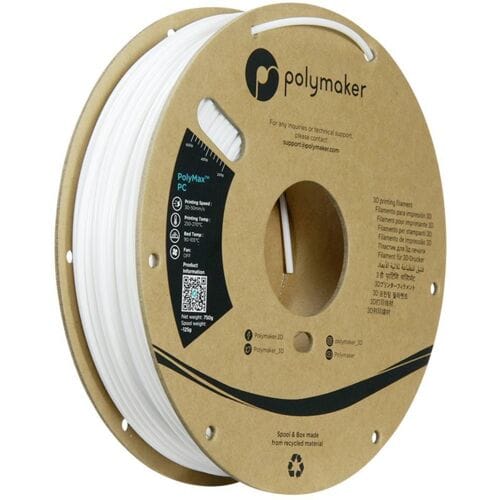 Polymaker PC02004 Polymax Tough Filament PC (polycarbonaat) Hoge stijfheid, Hittebestendig, Slagvast 2.85 mm 750 g Wit 1 stuk(s)