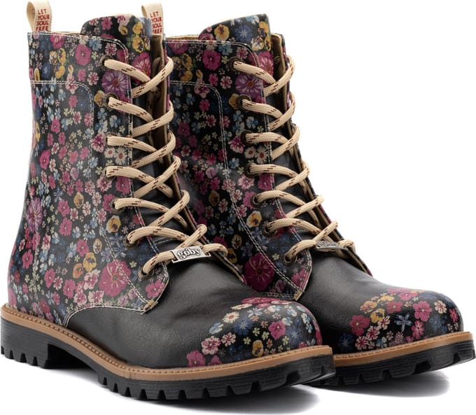 GOBY Flowerboots – Handmade – Premium Kwaliteit – Dames Longboots – Bloemenprint – Maat 42