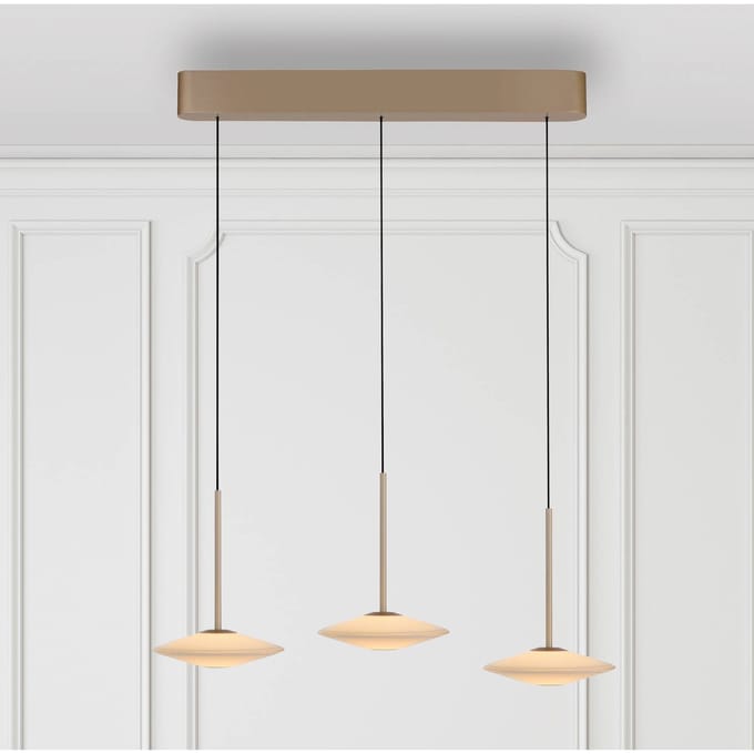 Paul Neuhaus LED hanglamp Elipsa, 3-lamps, wit/brons