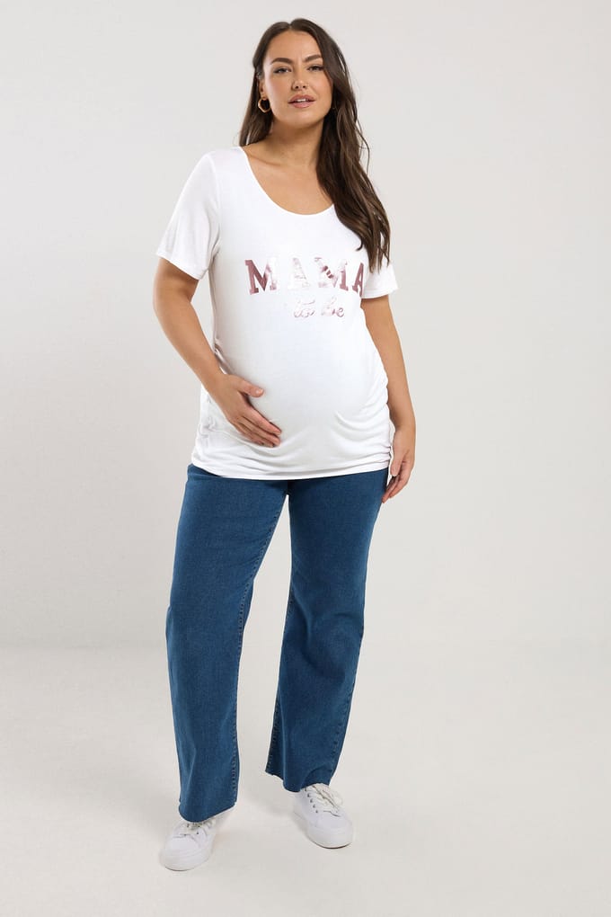Bump It Up Maternity Tshirt Met 'Mama To Be' Slogan In Wit Size 48