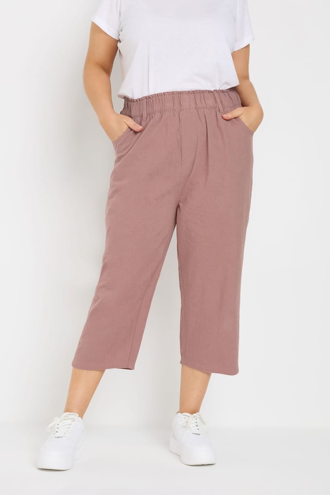 Yours Oudroze Katoenen Cropped Broek Size 58-60