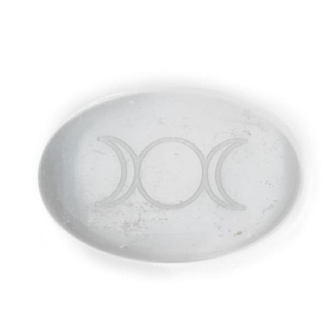 Selenietsteen met godinsymbool - 5.5x4x1.5cm