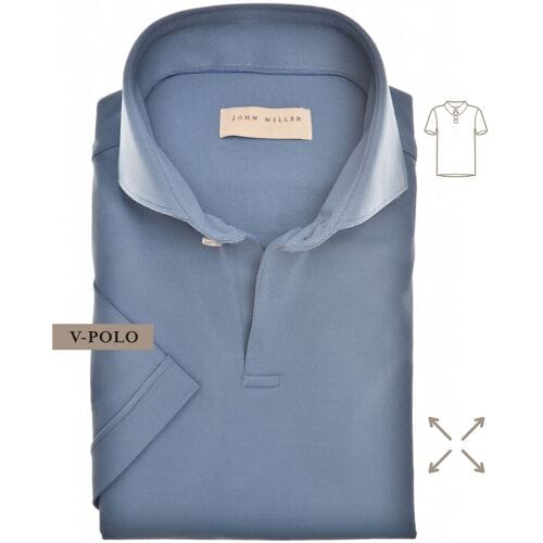 John Miller Slim-Fit Hyperstretch Short Sleeve V-Polo Midden Blauw / male