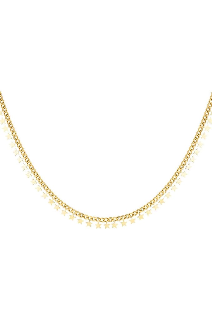 Rvs ketting sterren necklace goud kleur stainless steel
